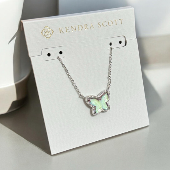 NWT! Lillia Butterfly Silver Pendant Necklace in Dichroic Glass - Picture 2 of 7